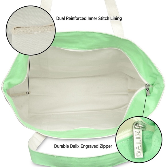 Premium Striped Tote / Beach Bag - Mint Green - Picture 4 of 6